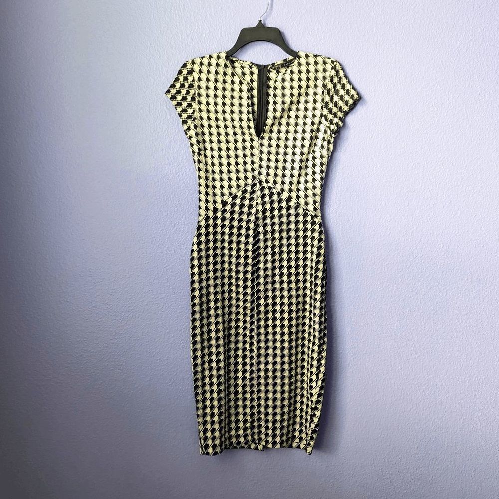 Women's Zara Basics Dress Pencil Skirt Small Houndstooth Dark Academia Punk Goth - Picture 3 of 9